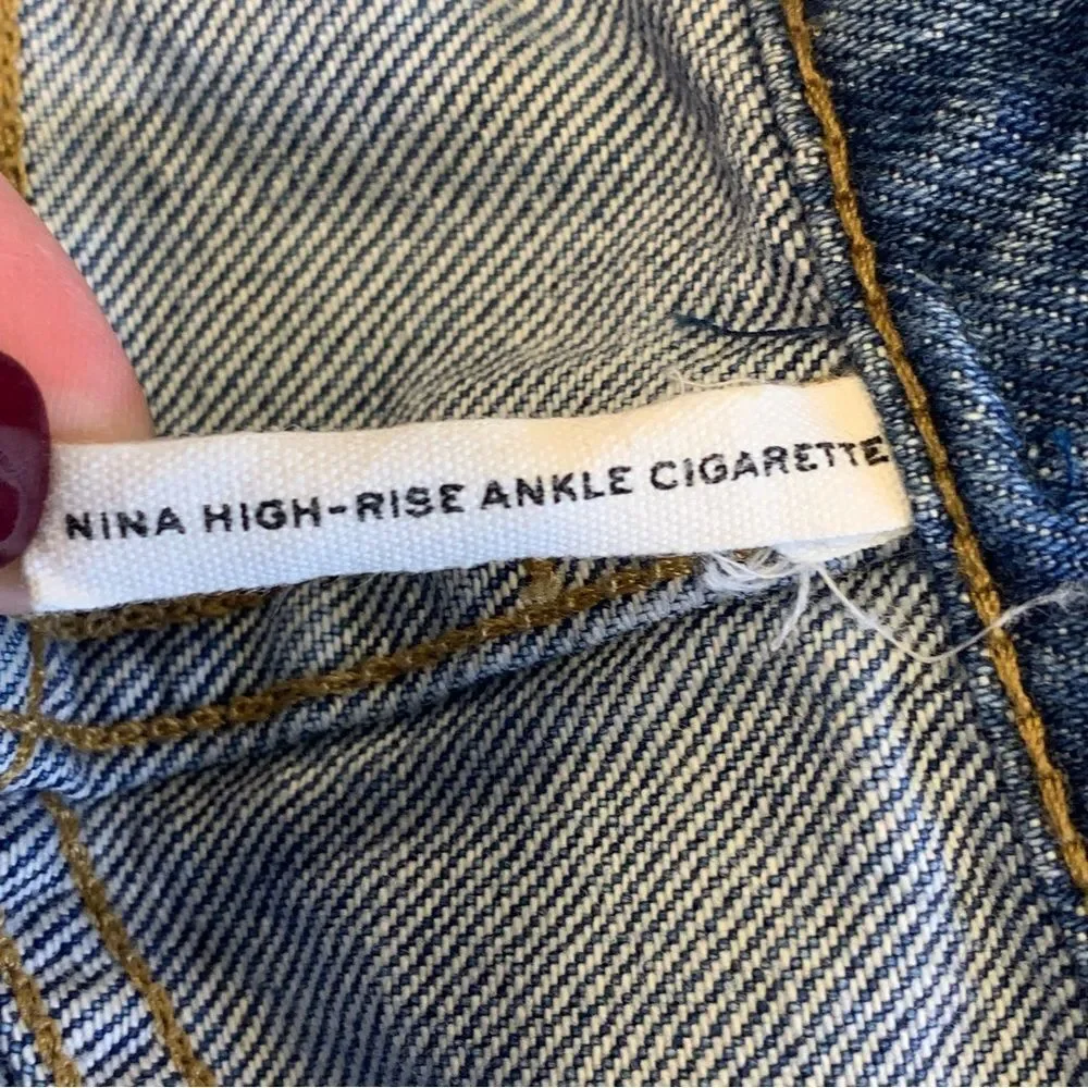 Rag & Bone Nina High-Rise Ankle Cigarette Jean in Monty Size 26